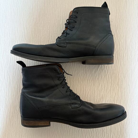Mr. Bs Black Leather Lace-Up Boots 12 Made in Romania Butter Soft OldMoney - Picture 3 of 11